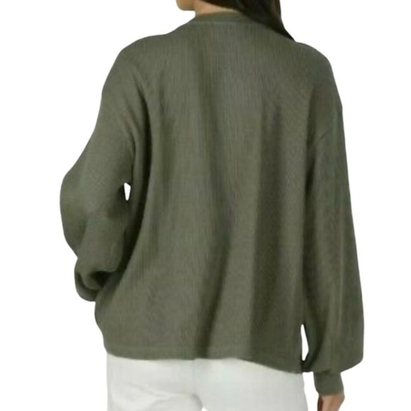 VANS WOMEN’S Size VN0A4SCAKCZ LORRAINE LONG SLEEVE THERMAL TOP LOGO Green Cotton - Picture 8 of 11